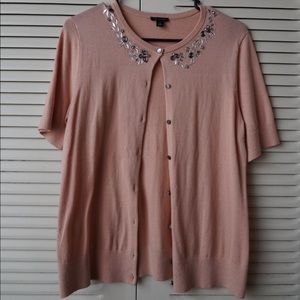 Short Sleeve Crystal Cardigan - Ann Taylor